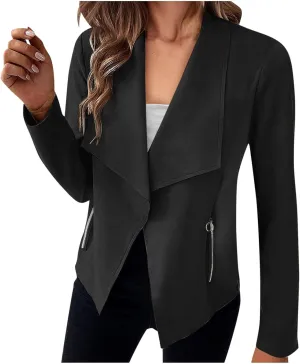 2023 Womens Trendy Coats Fall Biker Moto Jacket Fashion Long Sleeve Zipper Short Casual Coat Streetwear Cropped Outwear