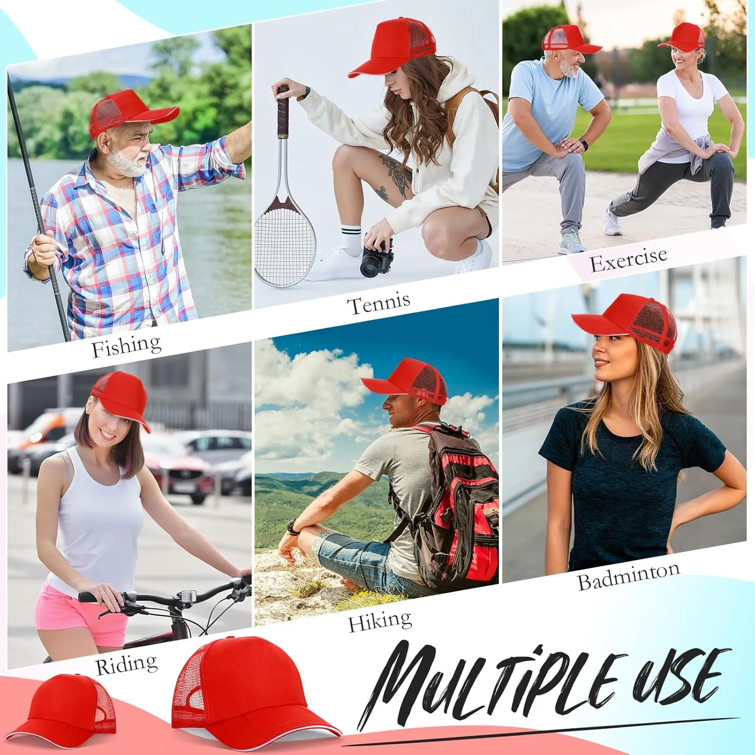 50 Pcs Blank Trucker Hats Bulk Unisex Sublimation Hat Baseball Cap Trucker Cap with Adjustable Snapback for Men Women