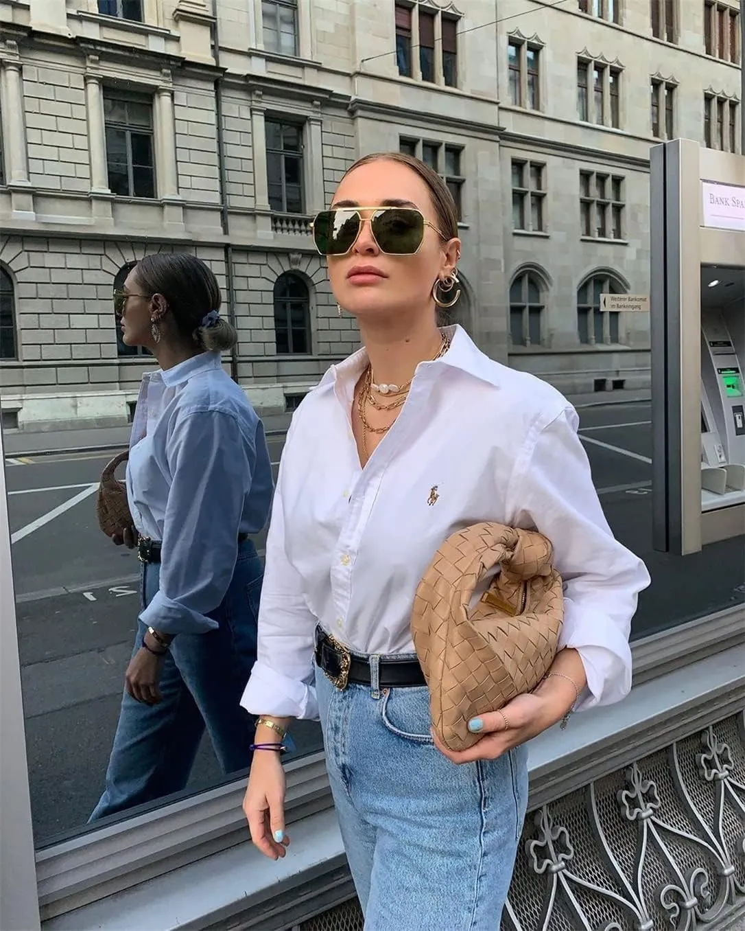ADE WU Trendy Square Aviator Sunglasses for Women Men, Classic Polarized Oversized Aviators Sun Glasses