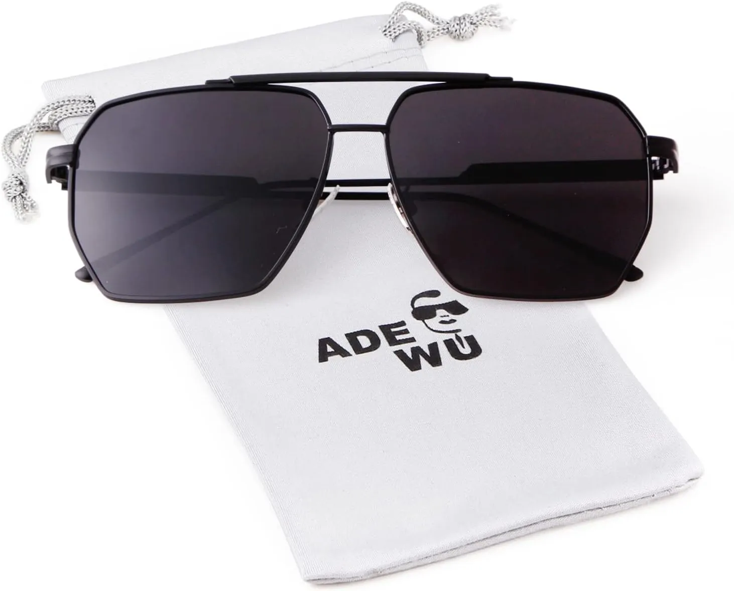 ADE WU Trendy Square Aviator Sunglasses for Women Men, Classic Polarized Oversized Aviators Sun Glasses