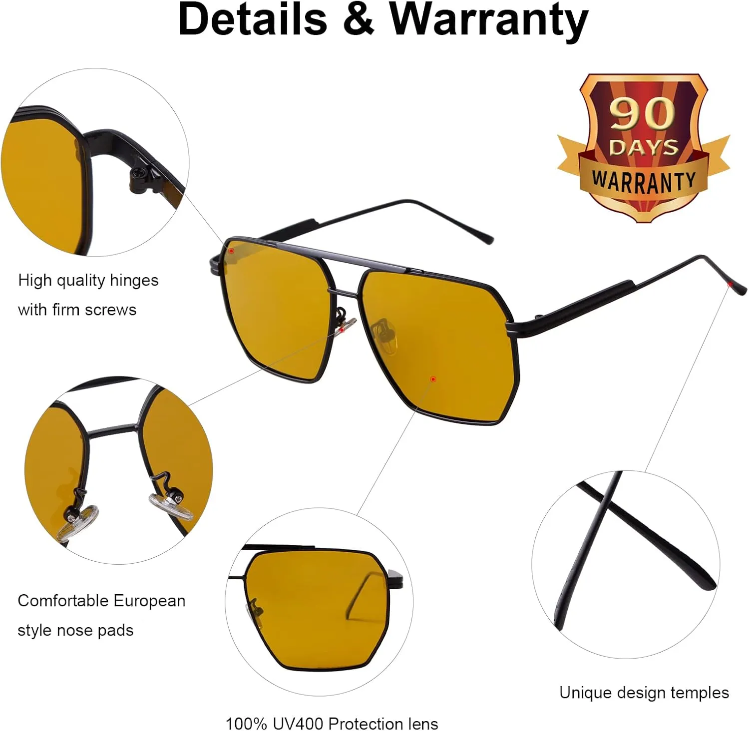 ADE WU Trendy Square Aviator Sunglasses for Women Men, Classic Polarized Oversized Aviators Sun Glasses