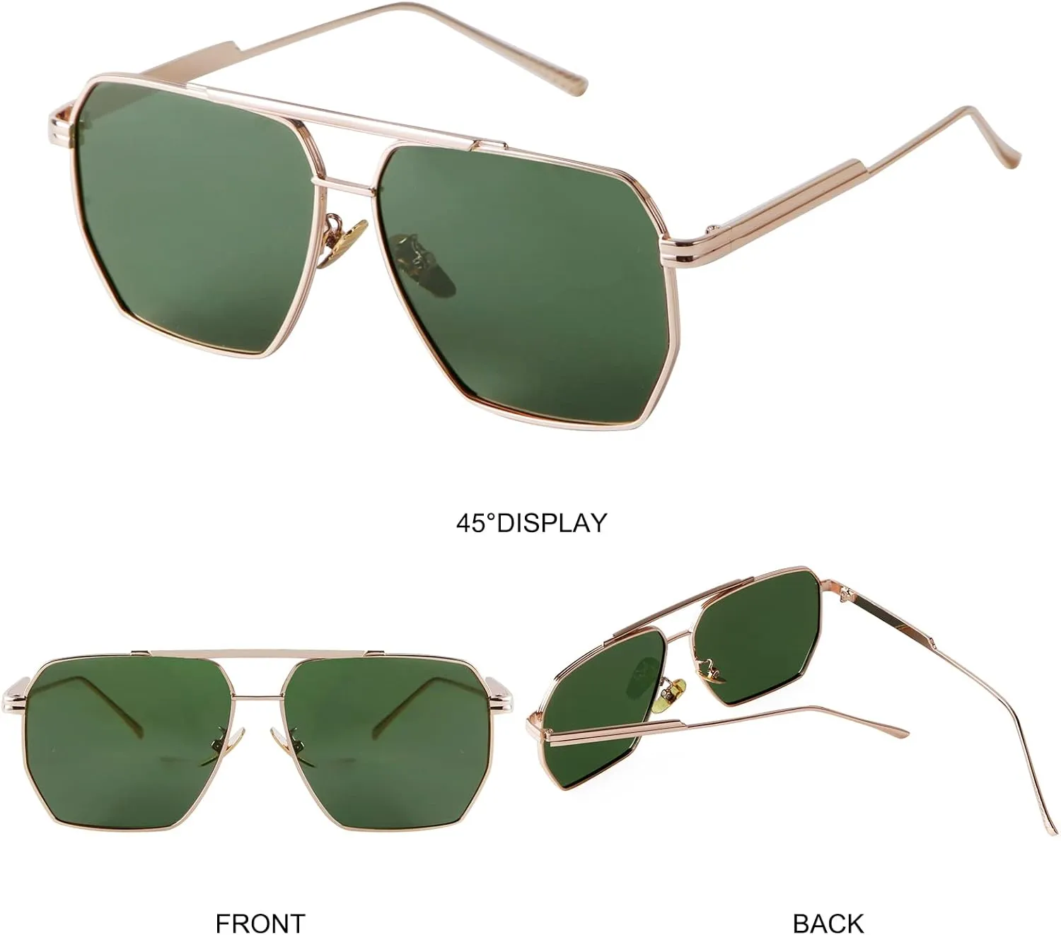ADE WU Trendy Square Aviator Sunglasses for Women Men, Classic Polarized Oversized Aviators Sun Glasses