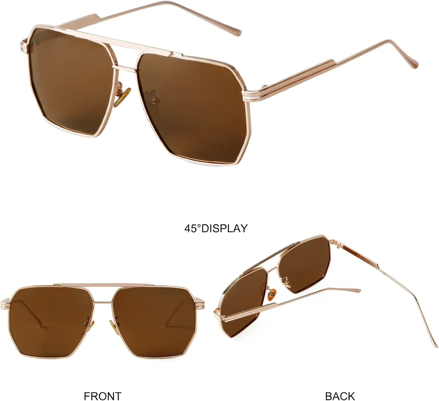 ADE WU Trendy Square Aviator Sunglasses for Women Men, Classic Polarized Oversized Aviators Sun Glasses