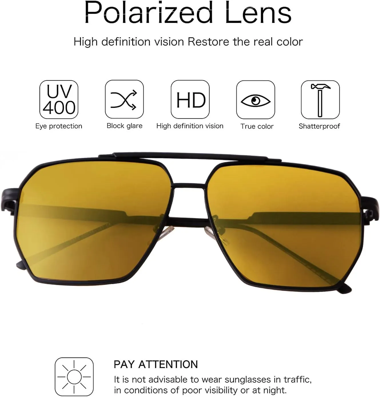 ADE WU Trendy Square Aviator Sunglasses for Women Men, Classic Polarized Oversized Aviators Sun Glasses