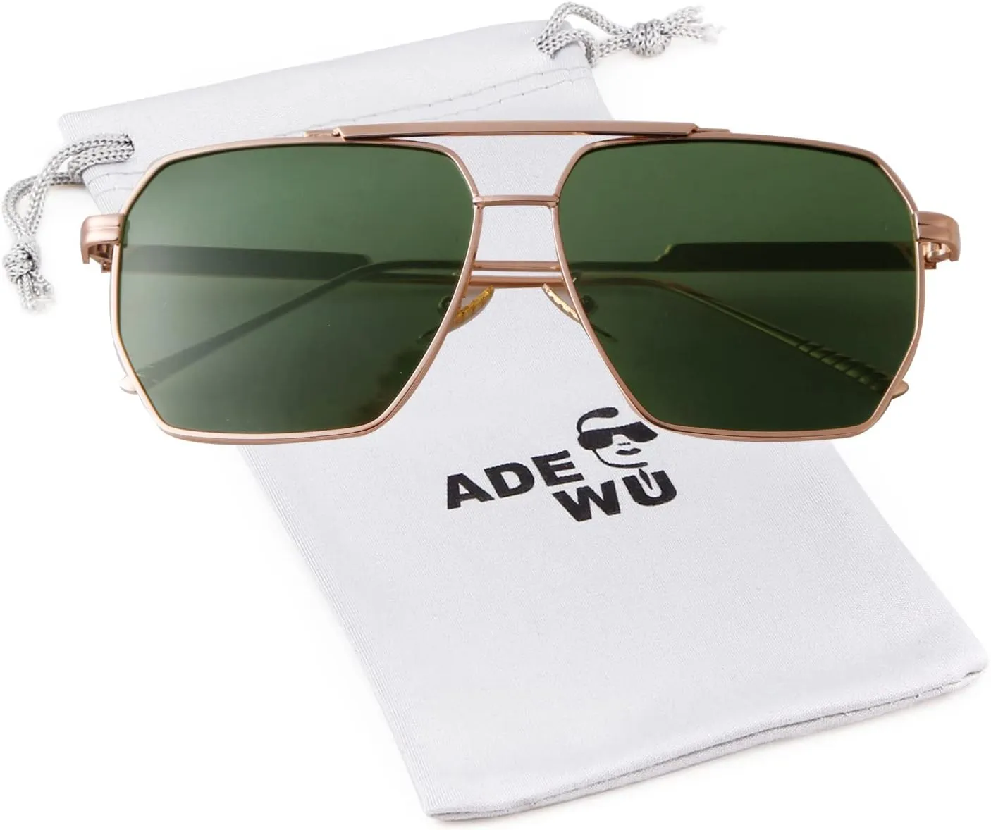 ADE WU Trendy Square Aviator Sunglasses for Women Men, Classic Polarized Oversized Aviators Sun Glasses