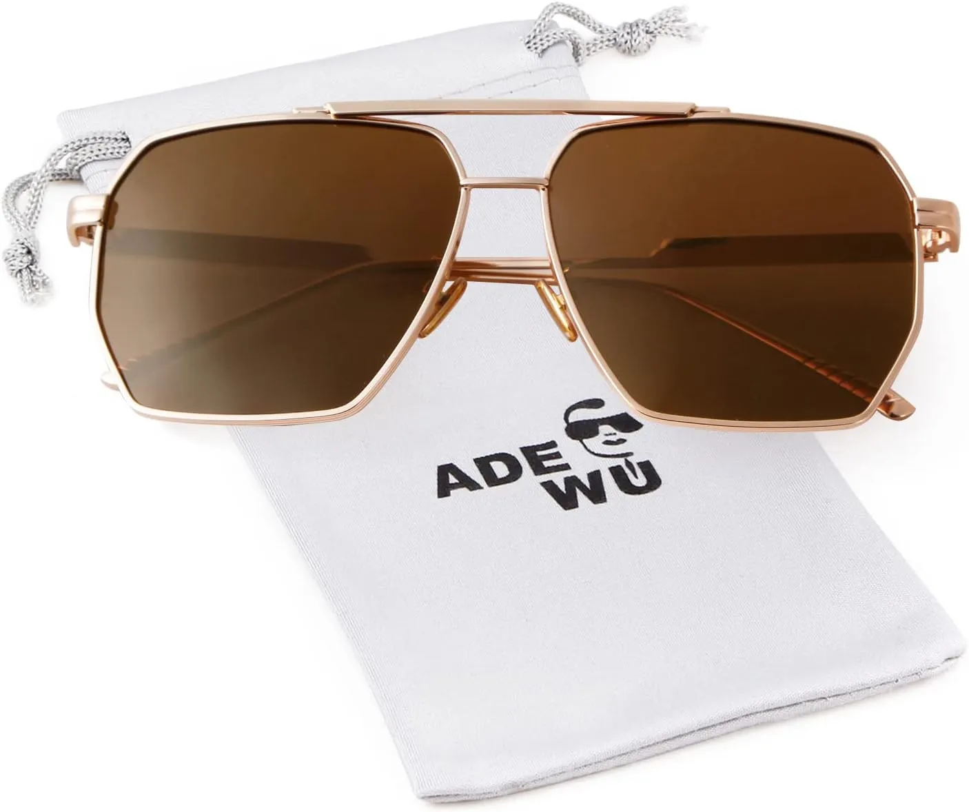 ADE WU Trendy Square Aviator Sunglasses for Women Men, Classic Polarized Oversized Aviators Sun Glasses