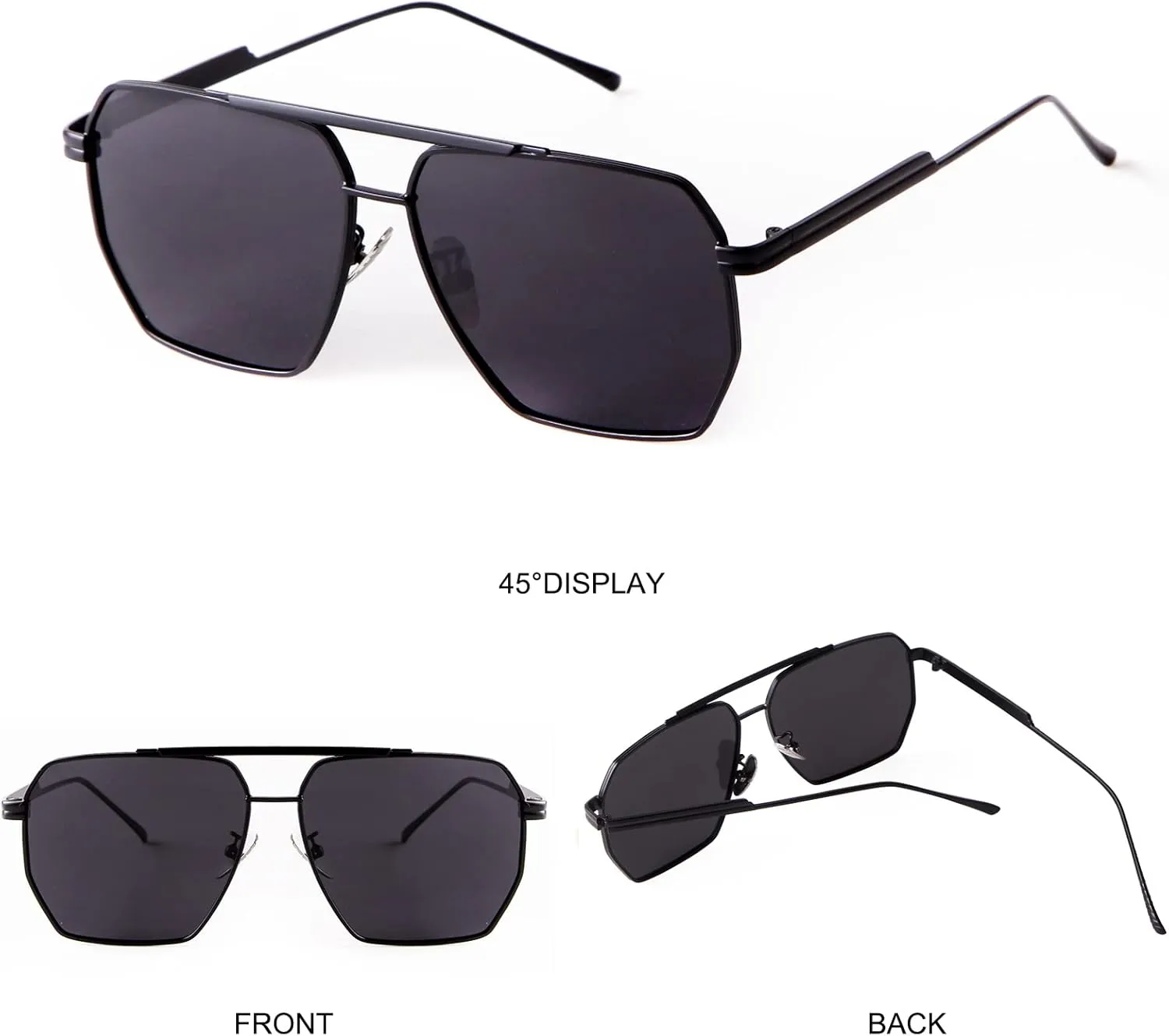 ADE WU Trendy Square Aviator Sunglasses for Women Men, Classic Polarized Oversized Aviators Sun Glasses