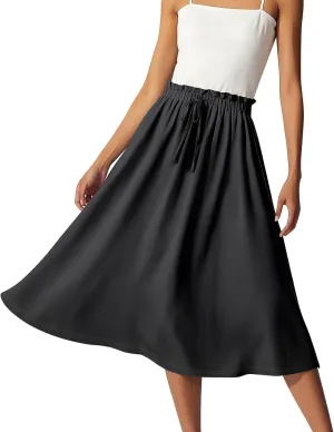 ADHOWBEW Maxi Skirts for Women Cute Casual Flowy Trendy Midi Length Ruffle High Waisted A Line Plus Size Beach Spring Skirts