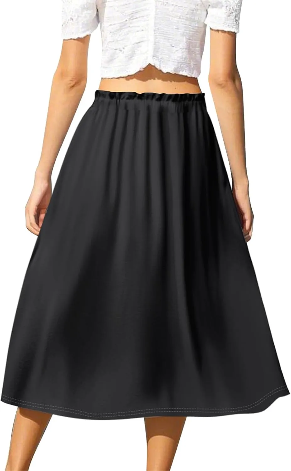 ADHOWBEW Maxi Skirts for Women Cute Casual Flowy Trendy Midi Length Ruffle High Waisted A Line Plus Size Beach Spring Skirts