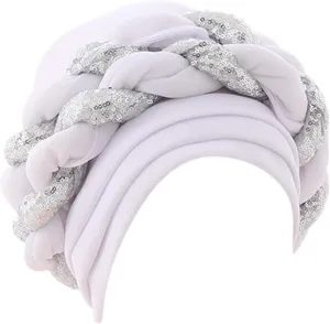 African Turban Head Wraps for Black Women Braided Twisted Turbans Hats Stretchy Cancer Chemo Muslim Cap