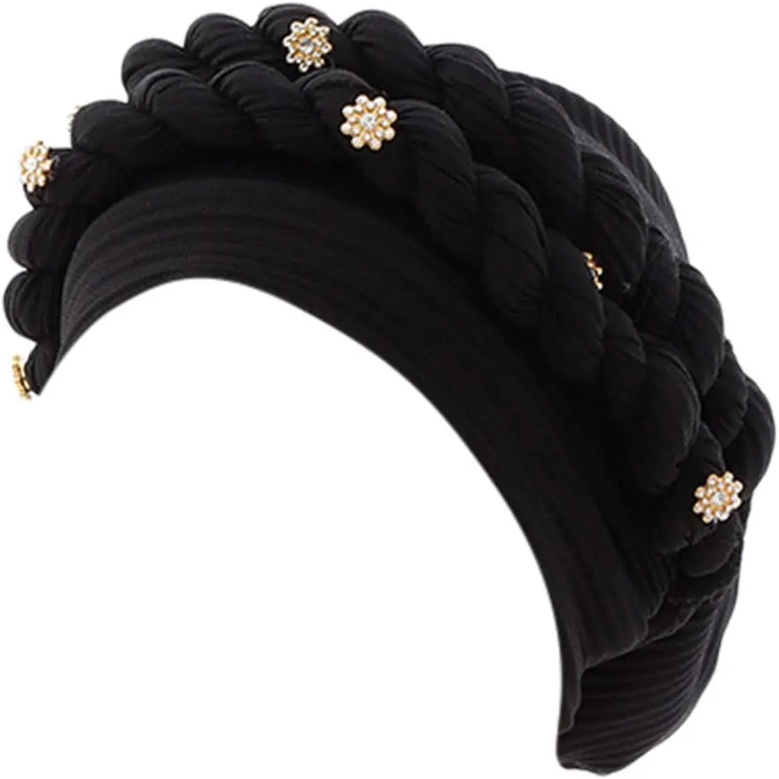 African Turban Head Wraps for Black Women Braided Twisted Turbans Hats Stretchy Cancer Chemo Muslim Cap