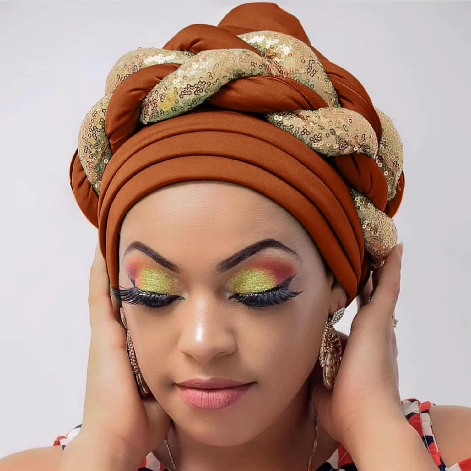 African Turban Head Wraps for Black Women Braided Twisted Turbans Hats Stretchy Cancer Chemo Muslim Cap