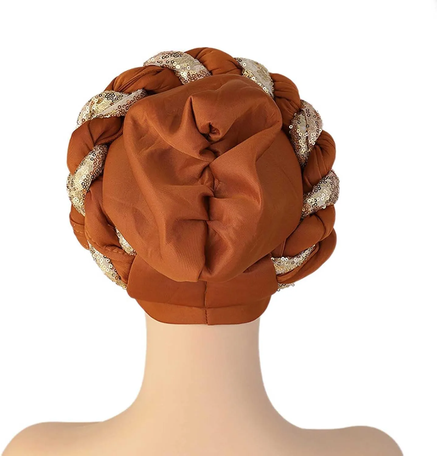 African Turban Head Wraps for Black Women Braided Twisted Turbans Hats Stretchy Cancer Chemo Muslim Cap