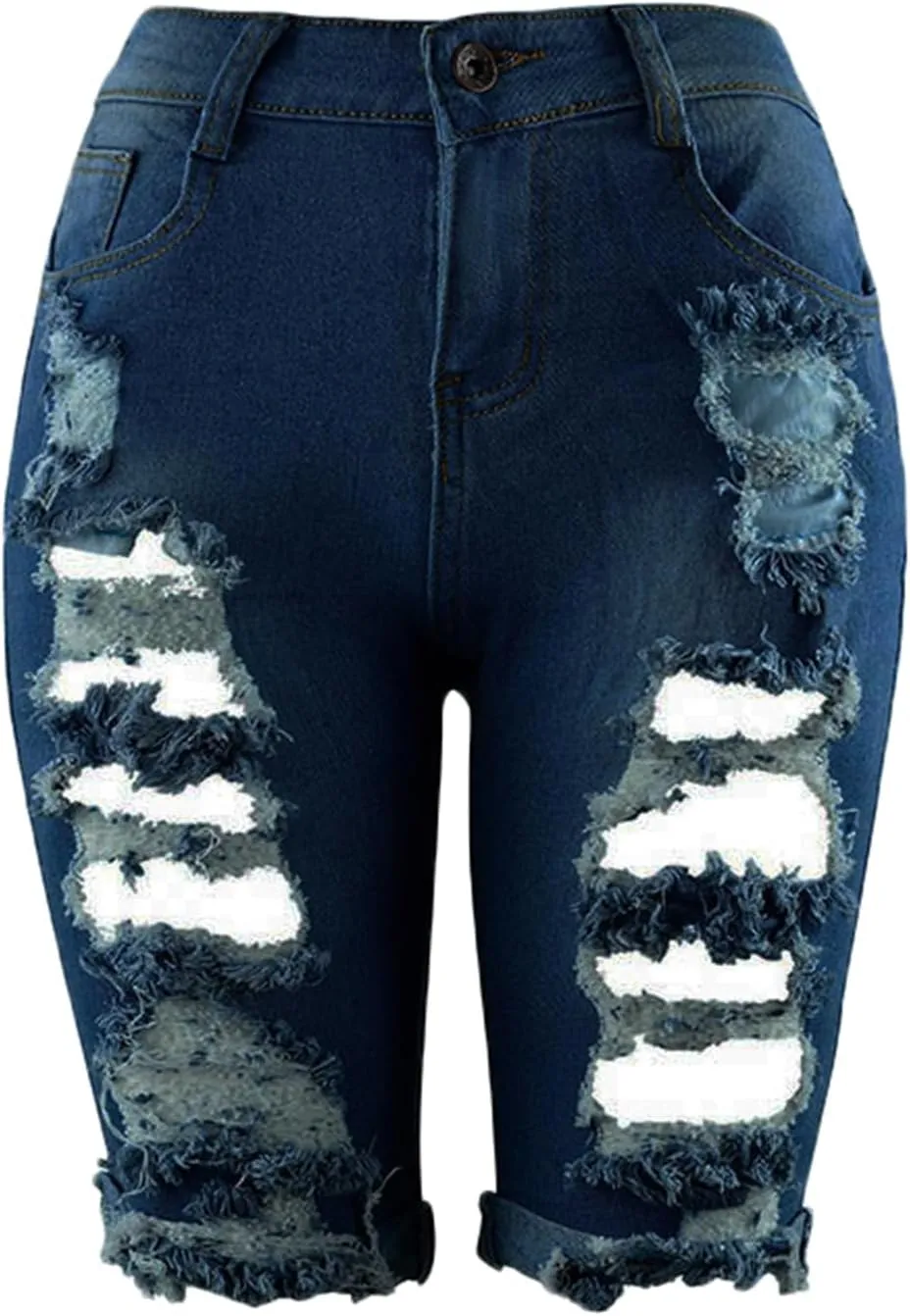 Andongnywell Womens Ripped Frayed Raw Hem High Rise Denim Shorts Casual Jean Shorts Girls Stretch Distressed Short Jeans