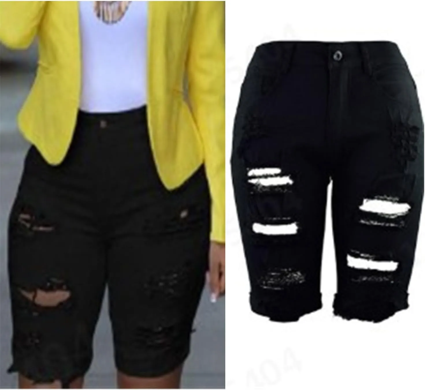 Andongnywell Womens Ripped Frayed Raw Hem High Rise Denim Shorts Casual Jean Shorts Girls Stretch Distressed Short Jeans