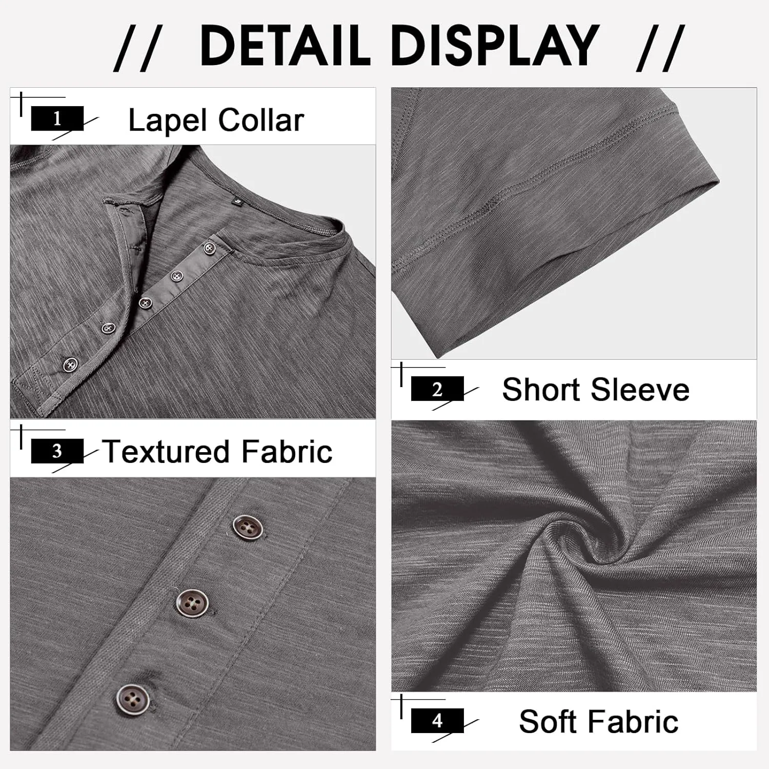 Angbater Mens Short Sleeve Henley Shirts Casual Button T-Shirts Lightweight Basic Cotton Tops