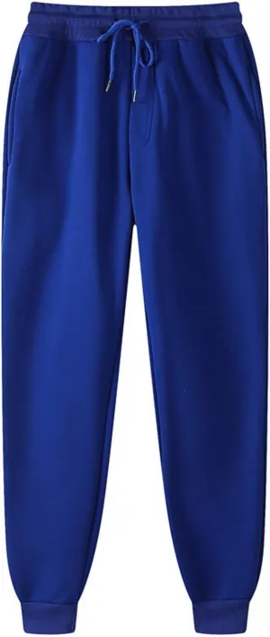 Athletic Pants for Men Elastic Waist Fleece Sweatpants with Pockets Fall Winter Stylish Track Pants Loose Fit Joggers