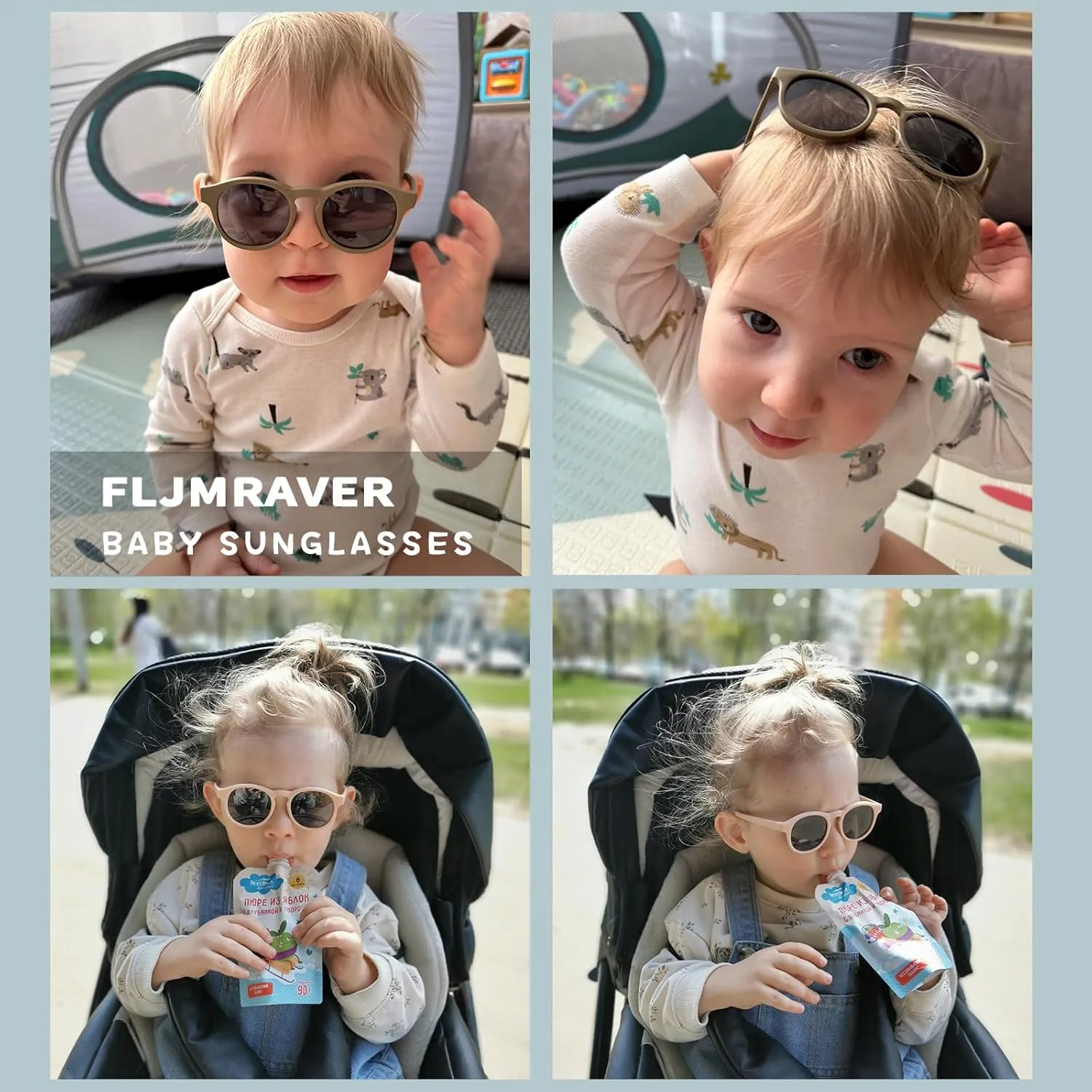 Baby First Sunglasses with Strap Round Flexible UV400 Polarized Infant Sunglasses for Ages 0-24 Months