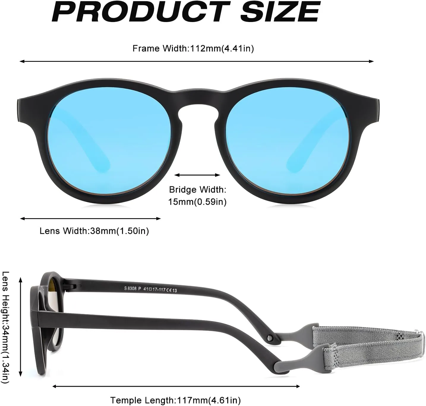 Baby First Sunglasses with Strap Round Flexible UV400 Polarized Infant Sunglasses for Ages 0-24 Months