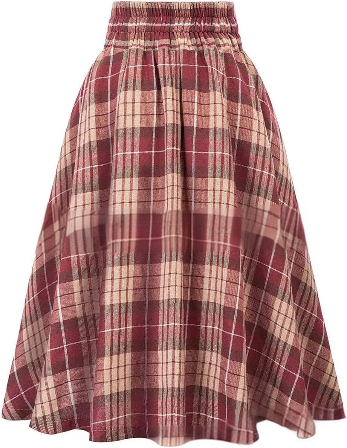 BAXLIMEK Pleated Skirts for Women,2025 Spring Summer Elegant Button High Waist A-Line Midi Skirts,Flowy Swing Boho Skirts