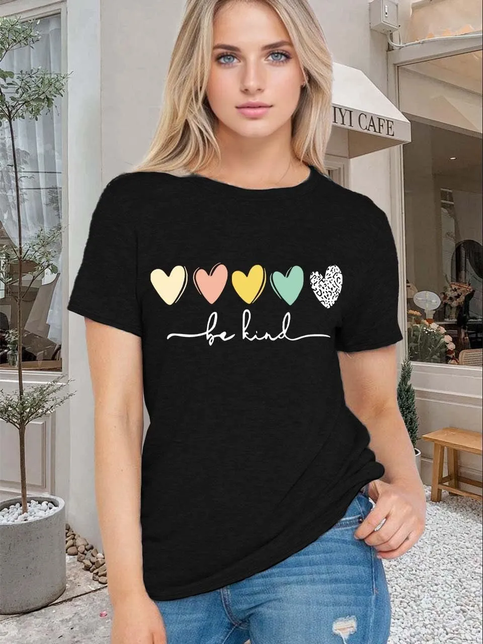 Be Kind T Shirts Women Graphic Blessed Teacher Shirt Short Sleeve Inspirational Heart Print Graphic Tees