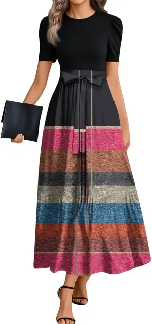 Beach Wedding Guest Dress Plus Size Floral Wrap Maxi Dress Short Sleeve Boho Outfit