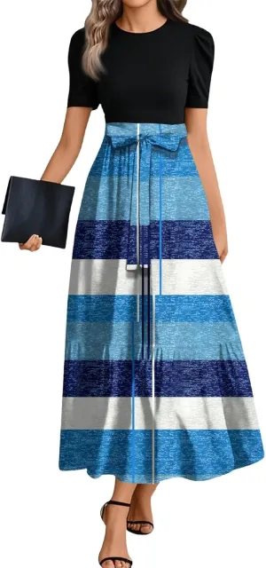 Beach Wedding Guest Dress Plus Size Floral Wrap Maxi Dress Short Sleeve Boho Outfit