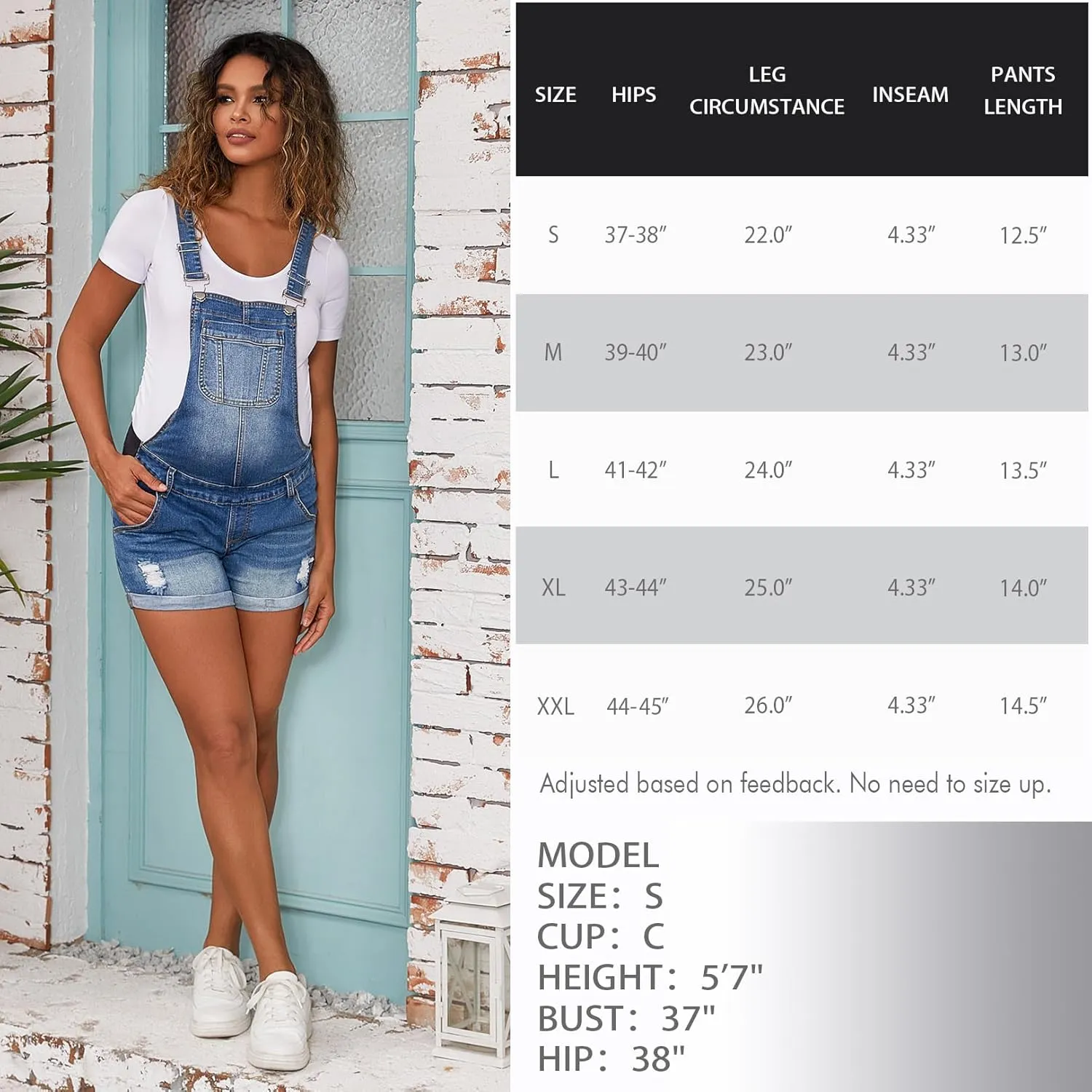 Bhome Maternity Overall Shorts Summer Maternity Denim Short Jeans Bib Overall Adjustable Buckle Straps