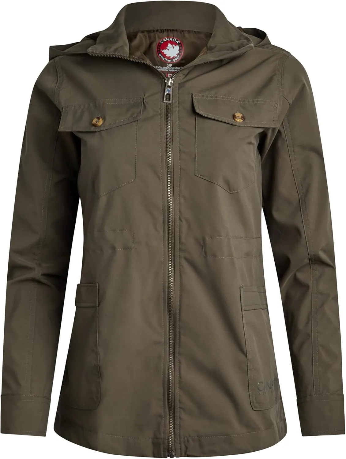CANADA WEATHER GEAR Womens Utility Jacket - Long Sleeve Zip Up Hooded Safari Military Anorak Jackets for Women (Sizes: S-2XL)