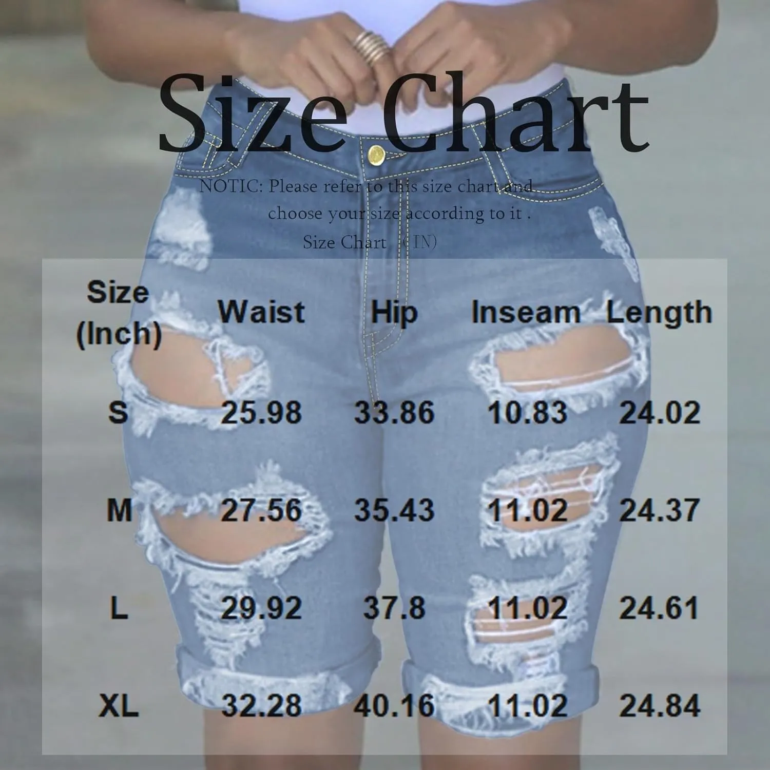 Capri Jeans for Women High Waisted Ripped Stretch Denim Capris Trendy Skinny Cuffed Denim Cropped Pants with Pockets