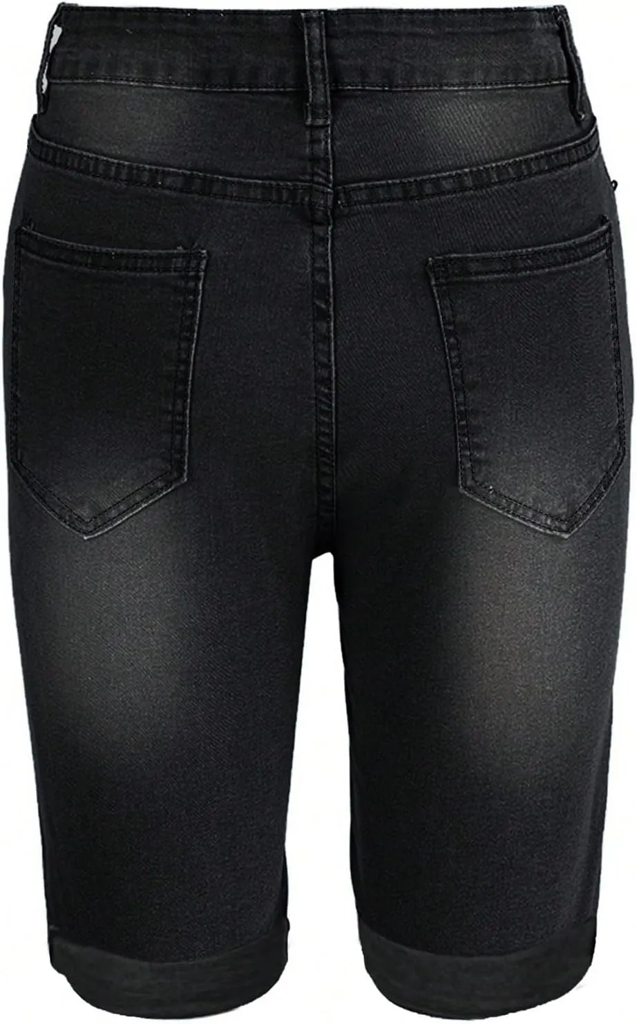Capri Jeans for Women High Waisted Ripped Stretch Denim Capris Trendy Skinny Cuffed Denim Cropped Pants with Pockets