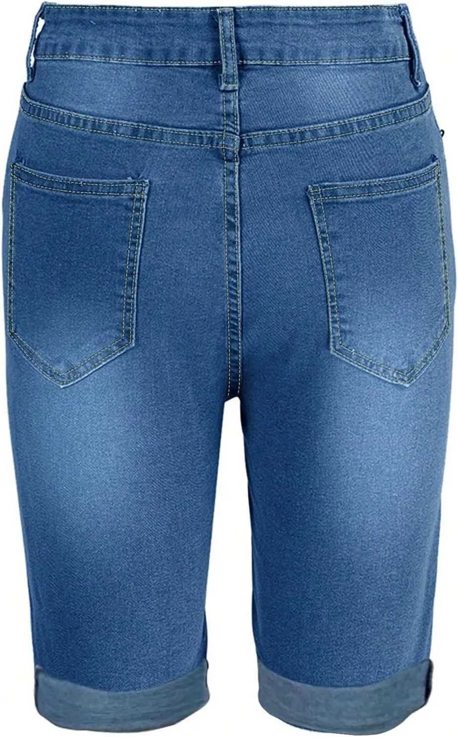 Capri Jeans for Women High Waisted Ripped Stretch Denim Capris Trendy Skinny Cuffed Denim Cropped Pants with Pockets