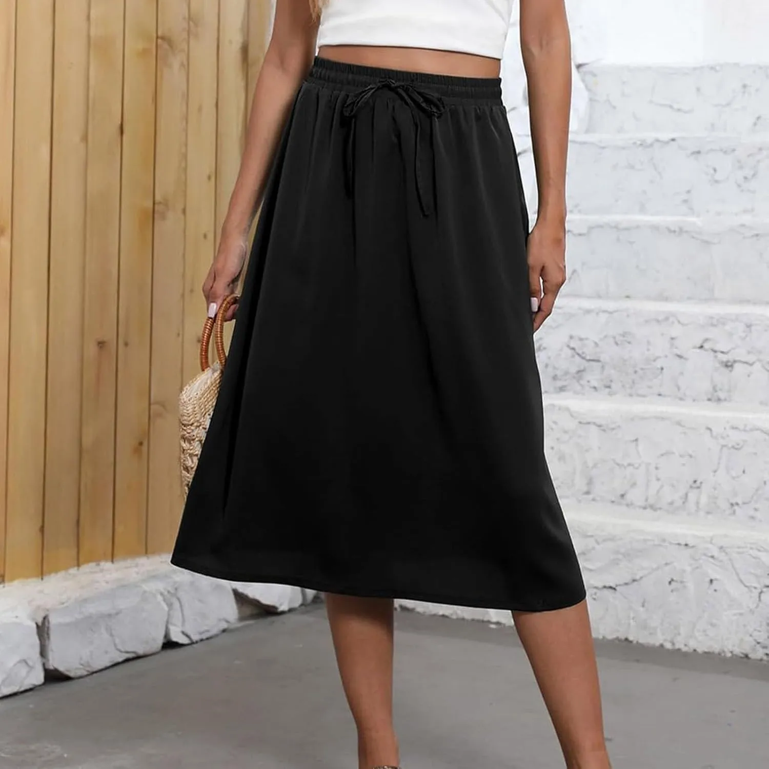 Casual Summer Boho Maxi Skirts for Women High Waist Floral Print Tiered Ruffle Flowy Elastic Waist Beach Long Skirt