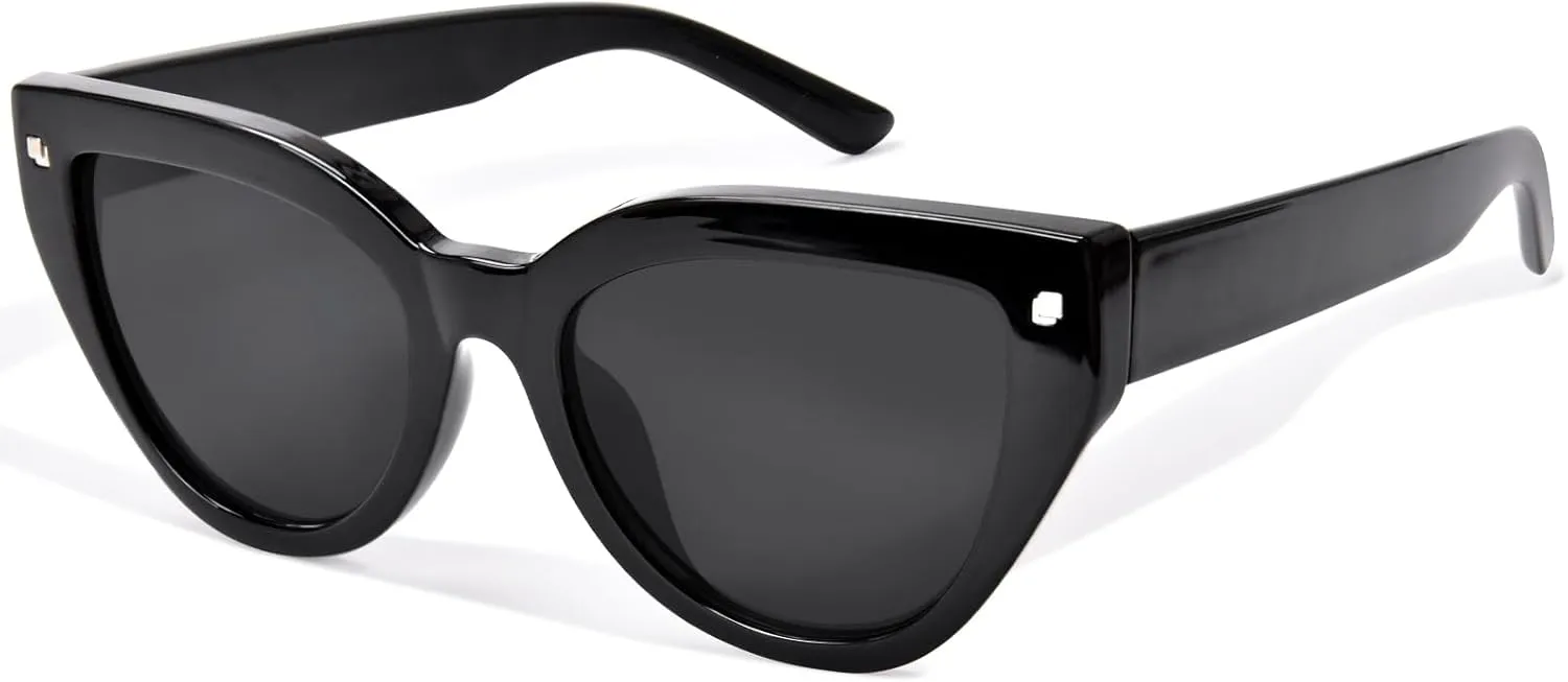 Cat Eye Sunglasses Women's Round Trendy Sunglasses for Women Fashion UV400 Protection Sunnies Sunglasses