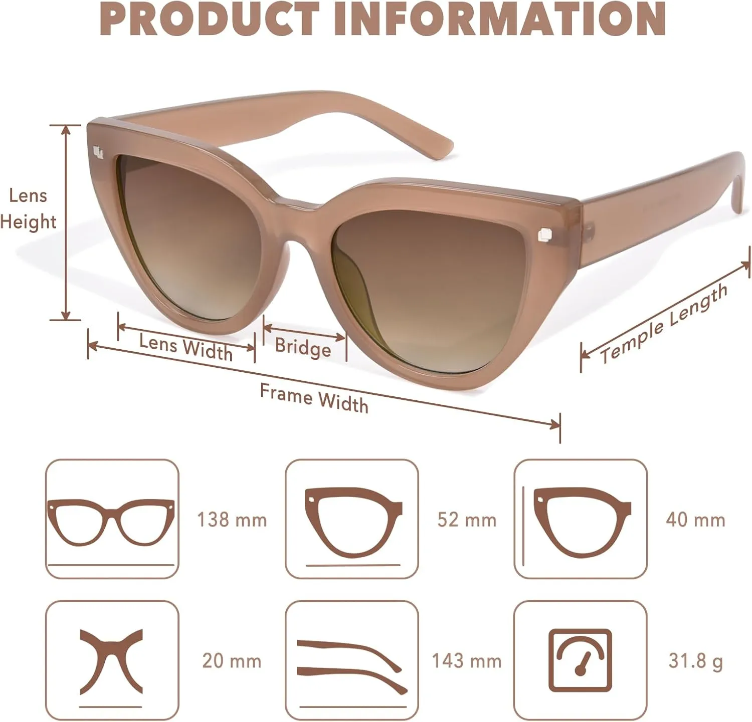 Cat Eye Sunglasses Women's Round Trendy Sunglasses for Women Fashion UV400 Protection Sunnies Sunglasses