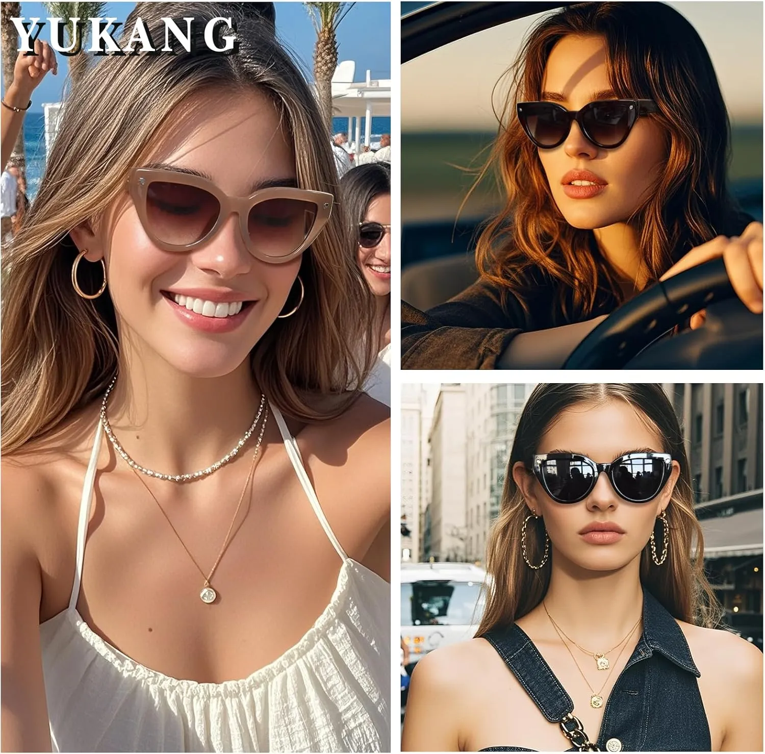 Cat Eye Sunglasses Women's Round Trendy Sunglasses for Women Fashion UV400 Protection Sunnies Sunglasses