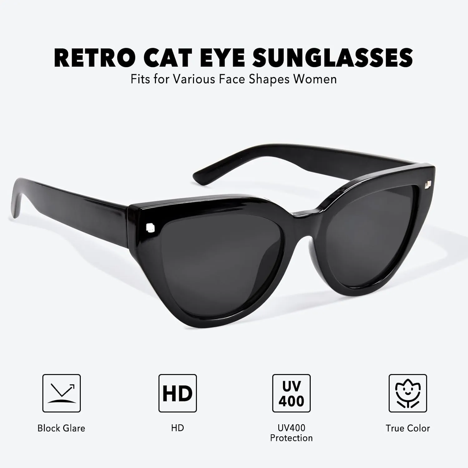 Cat Eye Sunglasses Women's Round Trendy Sunglasses for Women Fashion UV400 Protection Sunnies Sunglasses