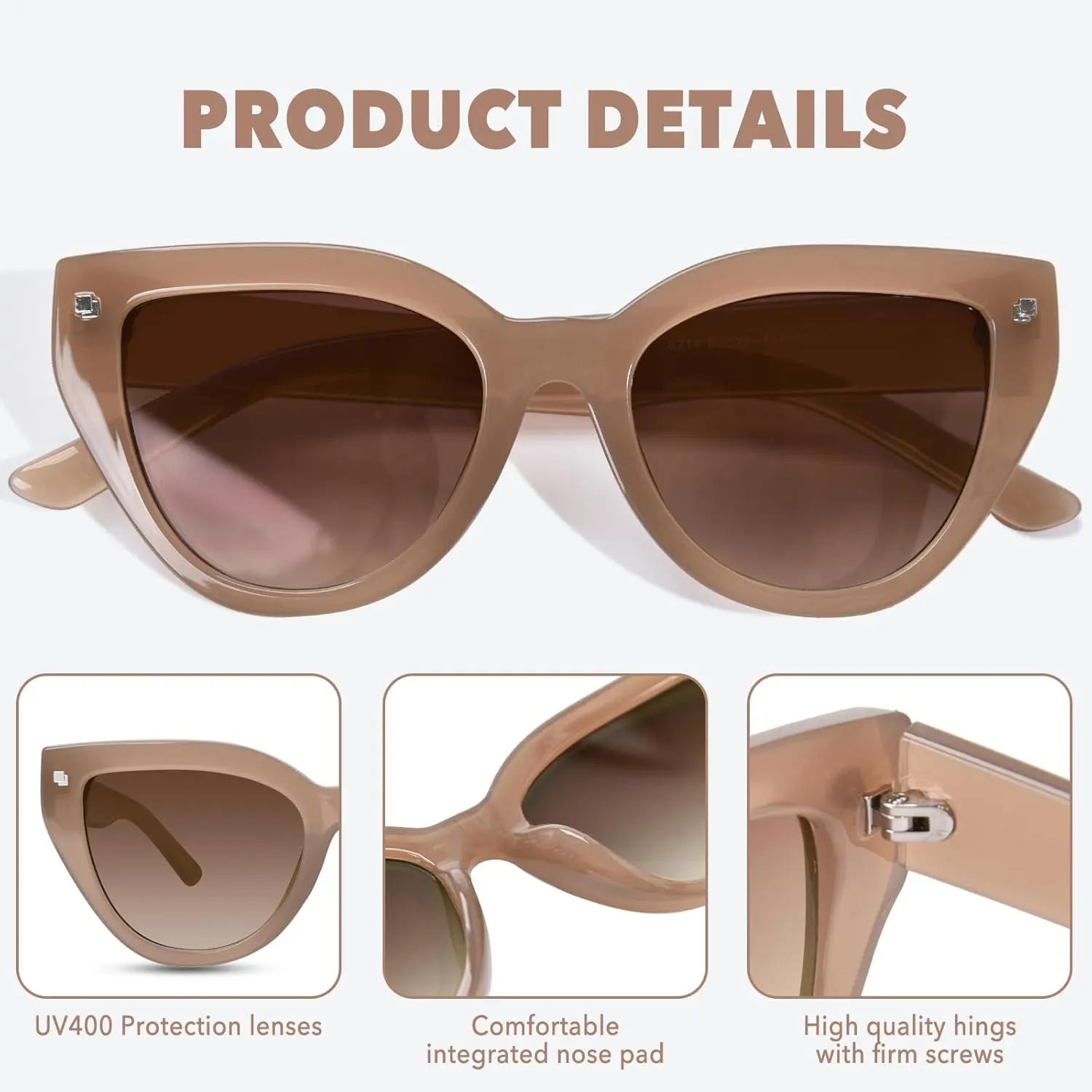 Cat Eye Sunglasses Women's Round Trendy Sunglasses for Women Fashion UV400 Protection Sunnies Sunglasses