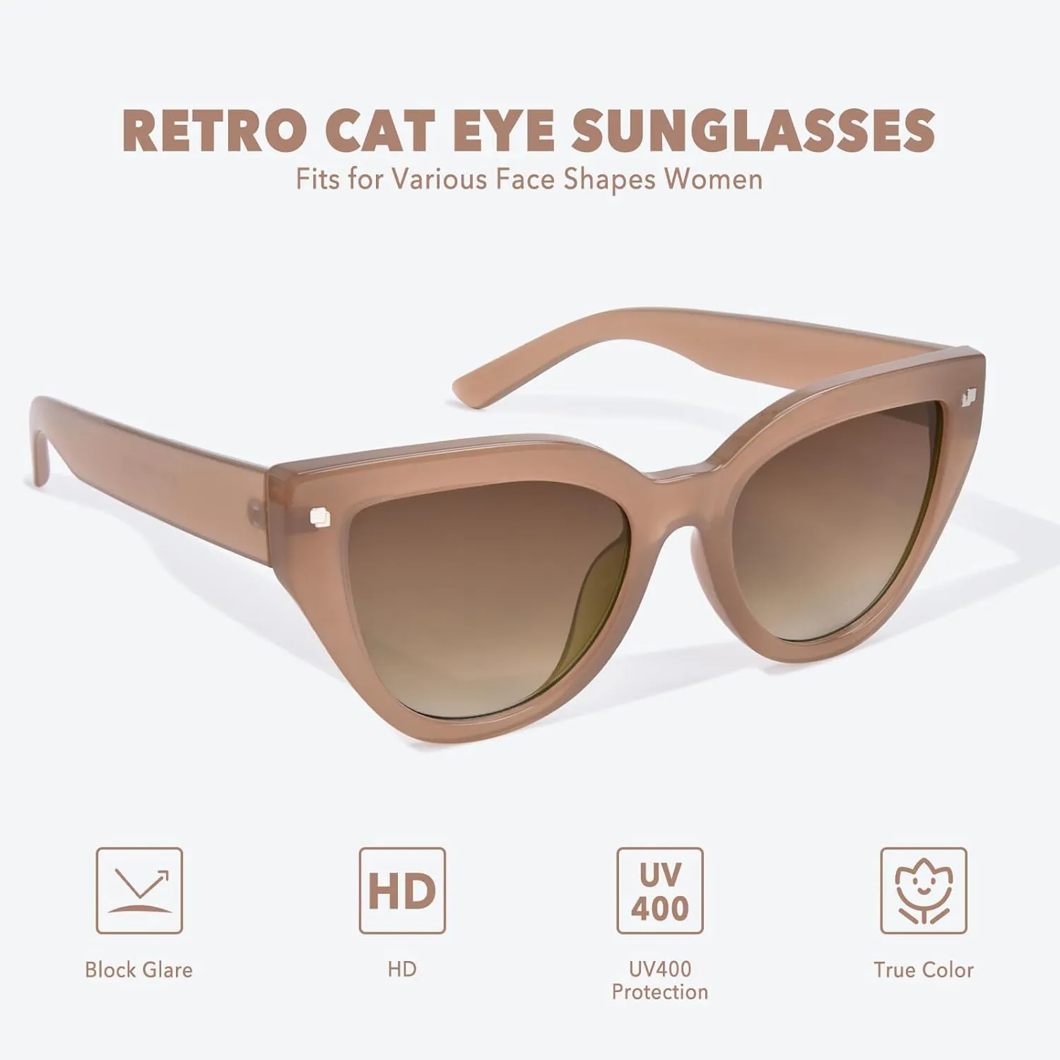 Cat Eye Sunglasses Women's Round Trendy Sunglasses for Women Fashion UV400 Protection Sunnies Sunglasses