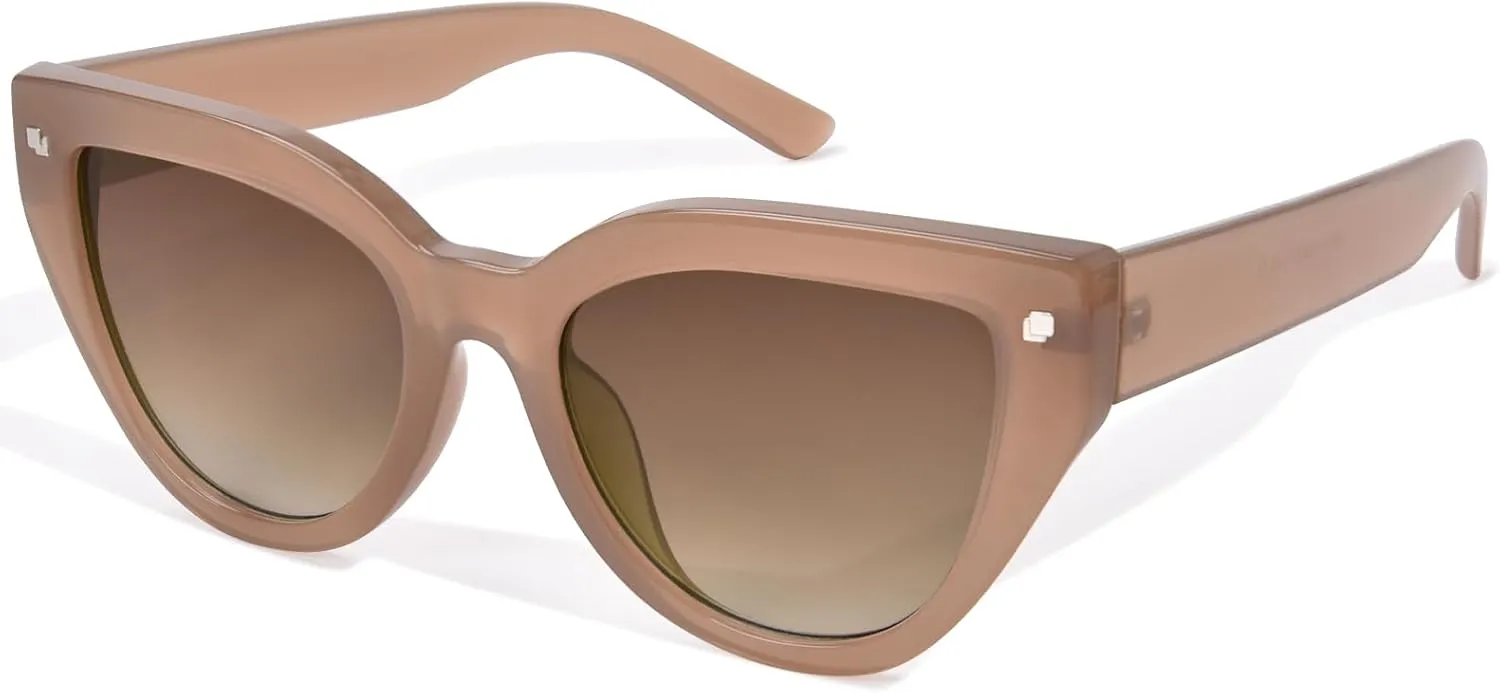 Cat Eye Sunglasses Women's Round Trendy Sunglasses for Women Fashion UV400 Protection Sunnies Sunglasses