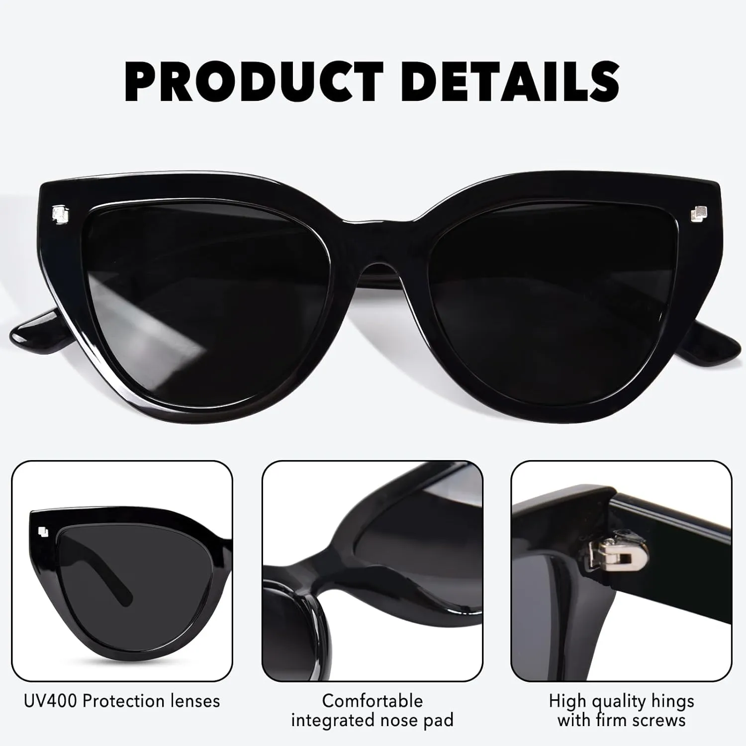 Cat Eye Sunglasses Women's Round Trendy Sunglasses for Women Fashion UV400 Protection Sunnies Sunglasses