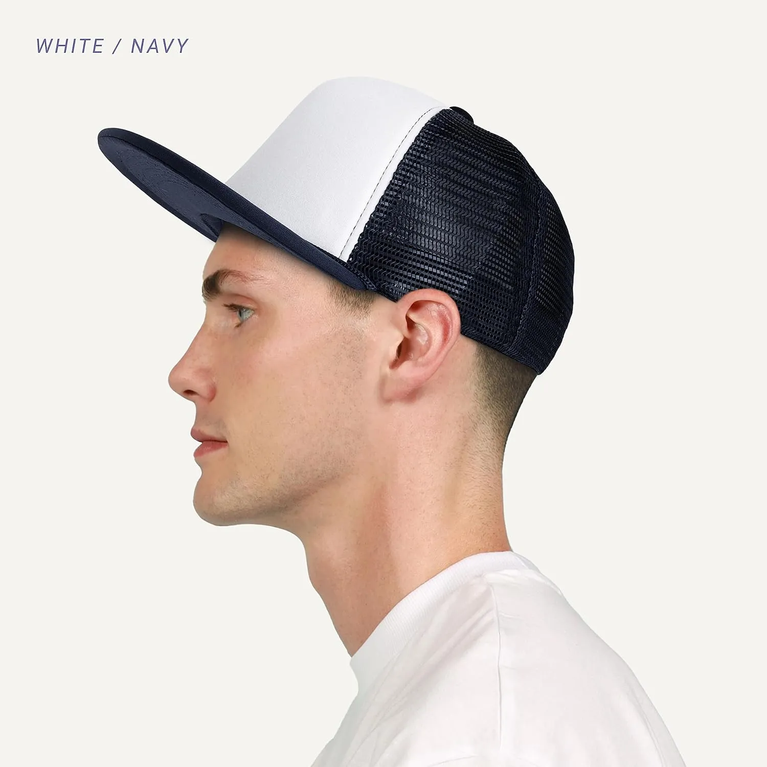 CHOK.LIDS Flat Bill Foam Top Hats for Men and Women Adjustable Snapback Trucker Hat Trendy Color Flat Brim Mesh Baseball Cap