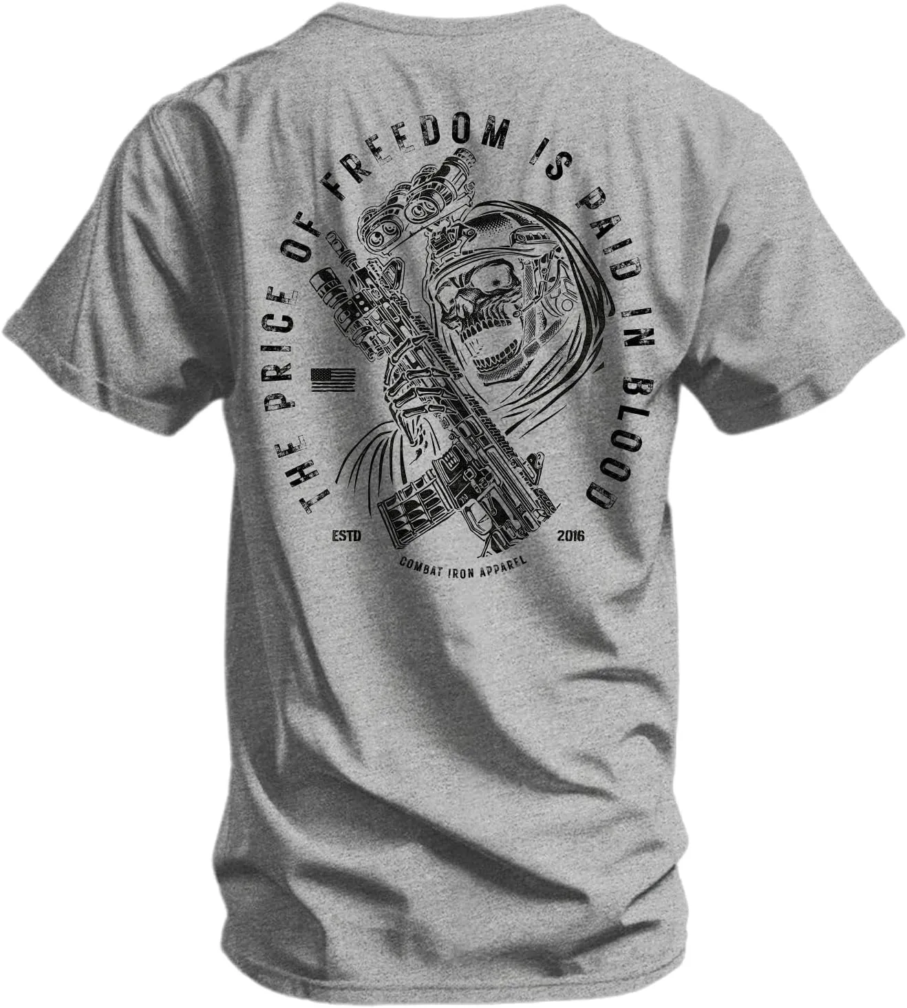 Combat Iron Men's Graphic T-Shirt | The Price of Freedom | Cotton-Poly Blend | Athletic Fit, Tagless Comfort