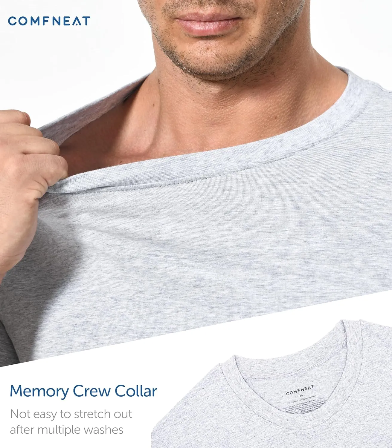 Comfneat Men's 4-Pack Basic Tee Crew Neck Cotton T-Shirts Light Undershirts