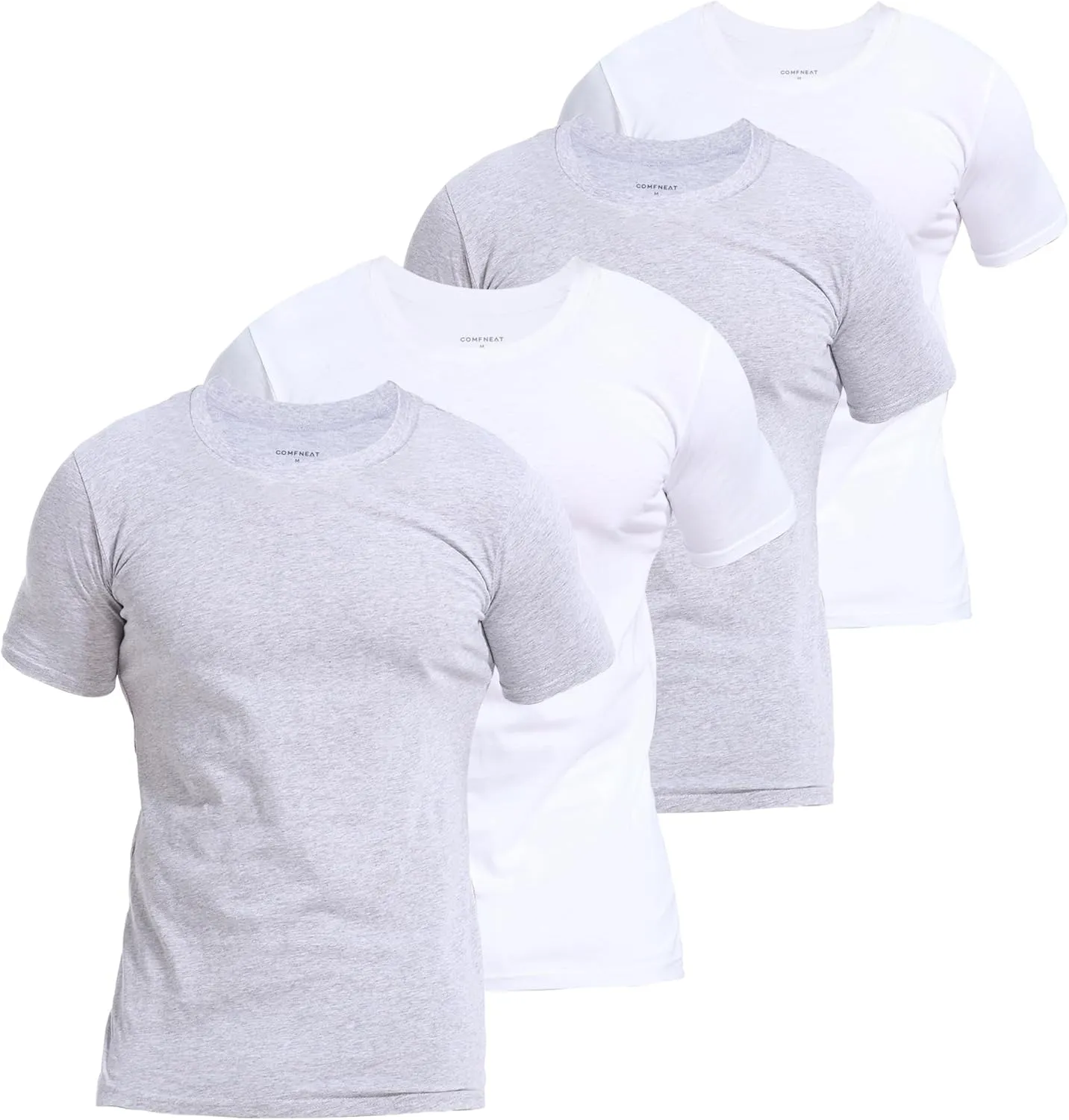 Comfneat Men's 4-Pack Basic Tee Crew Neck Cotton T-Shirts Light Undershirts