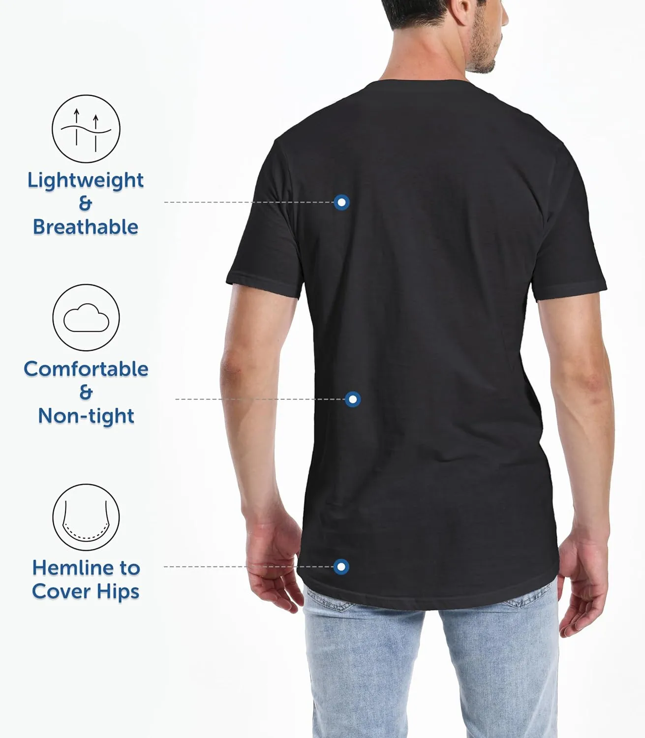 Comfneat Men's 4-Pack Basic Tee Crew Neck Cotton T-Shirts Light Undershirts