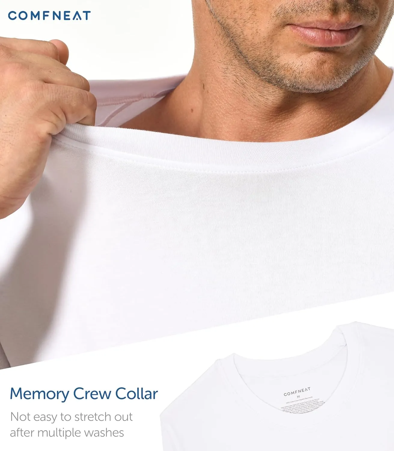 Comfneat Men's 4-Pack Basic Tee Crew Neck Cotton T-Shirts Light Undershirts
