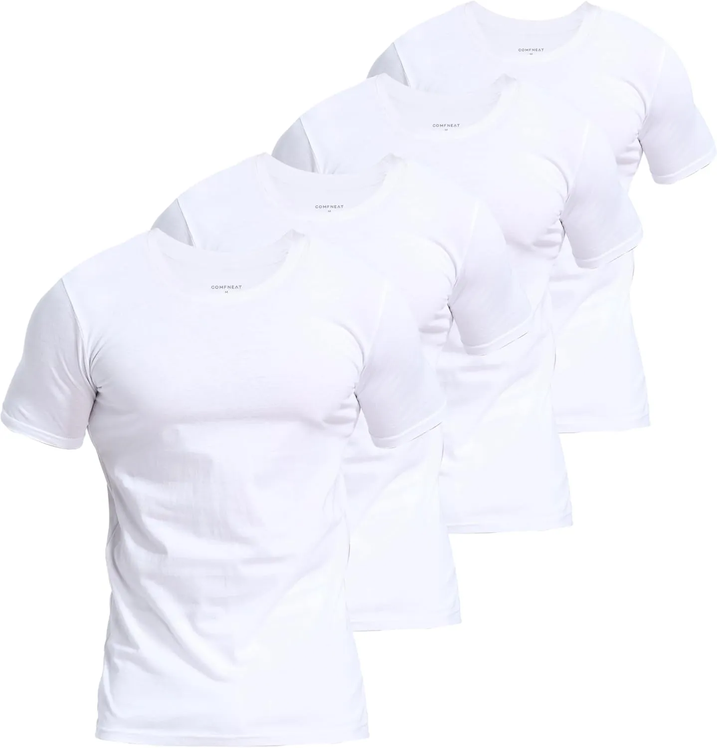 Comfneat Men's 4-Pack Basic Tee Crew Neck Cotton T-Shirts Light Undershirts