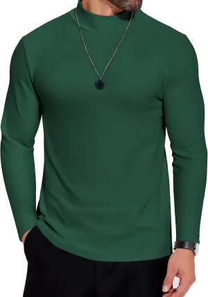 COOFANDY Mens Mock Neck Shirts Fleece Long Sleeve Tops Basic Pullover T-Shirts