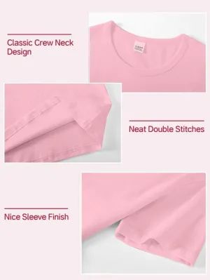 Cotton Kids T-Shirts Short Sleeve Summer Crew Neck Basic Tops for Boy & Girl&Toddlers